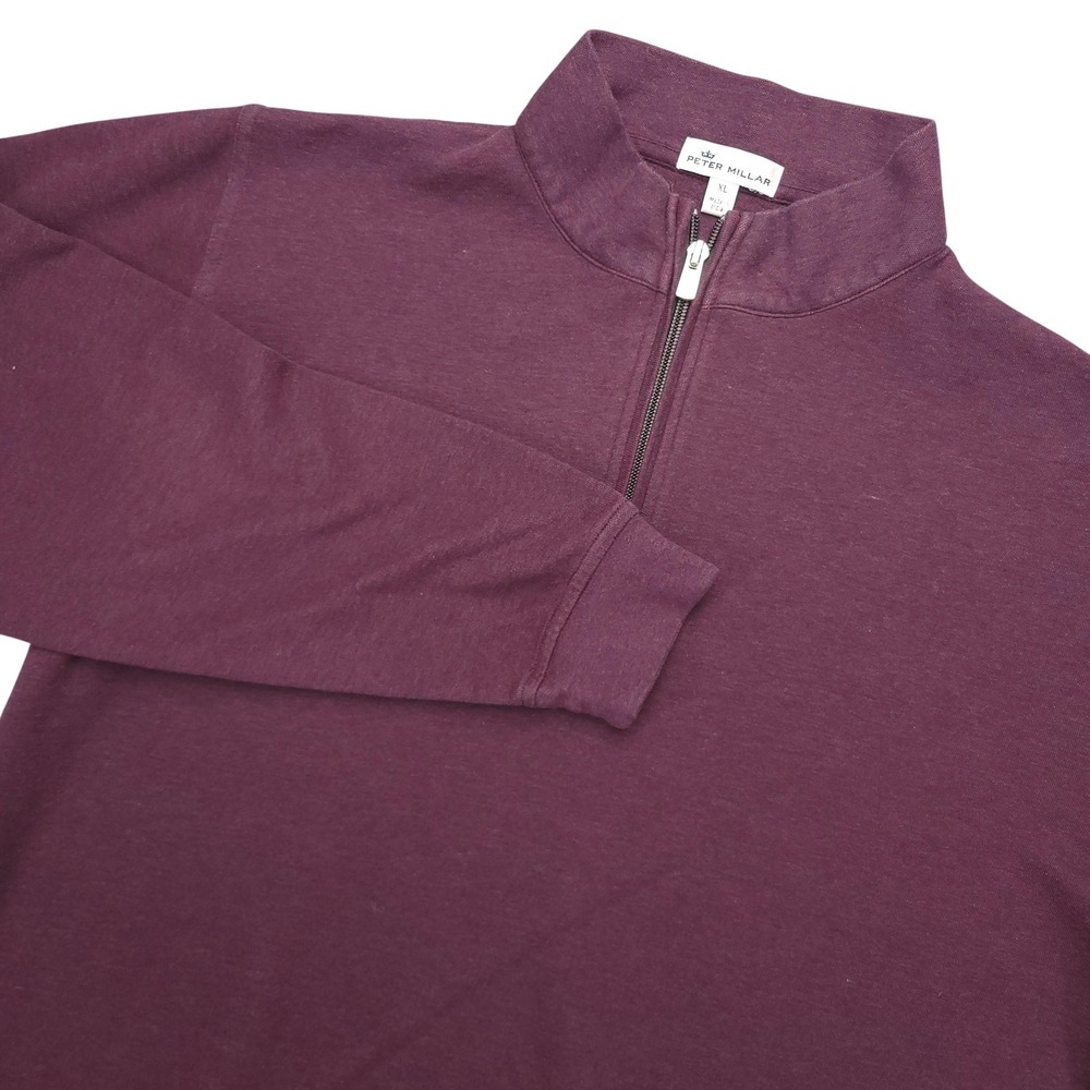 Peter Millar Sweater‎ Mens XL Burgundy 1/4 Zip Mock Neck Pullover Cotton Blend